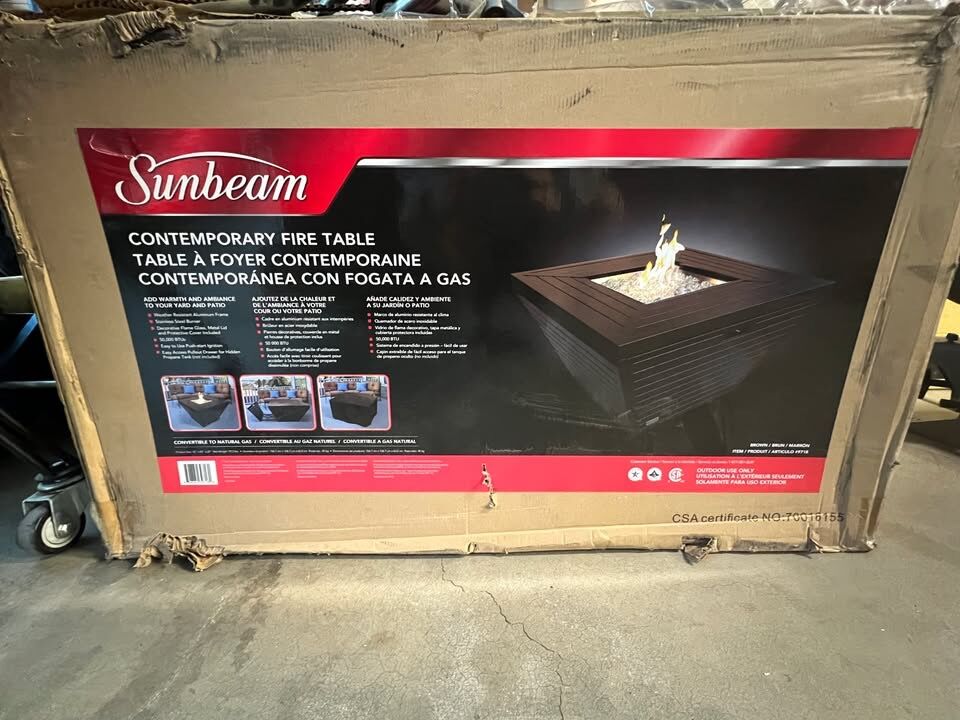 New in box Sunbeam Contemporary Fire Table