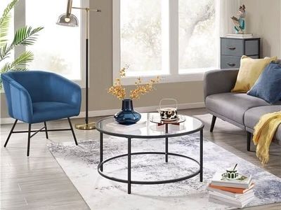 Round Glass-Top Coffee Table