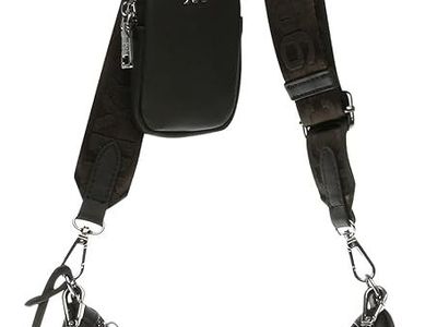 Steve Madden Baddie Black Crossbody Bag with Detachable Pouch and Chain Strap