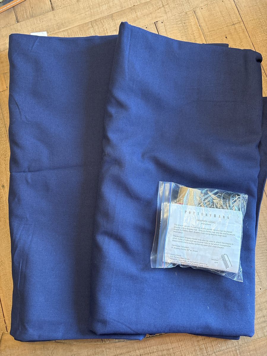 Pottery Barn Kids Navy Blue Lined Curtain Panel 84 x 44 Inches