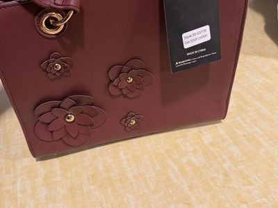 Sour Cherry Floral Applique Handbag Purse with Tags