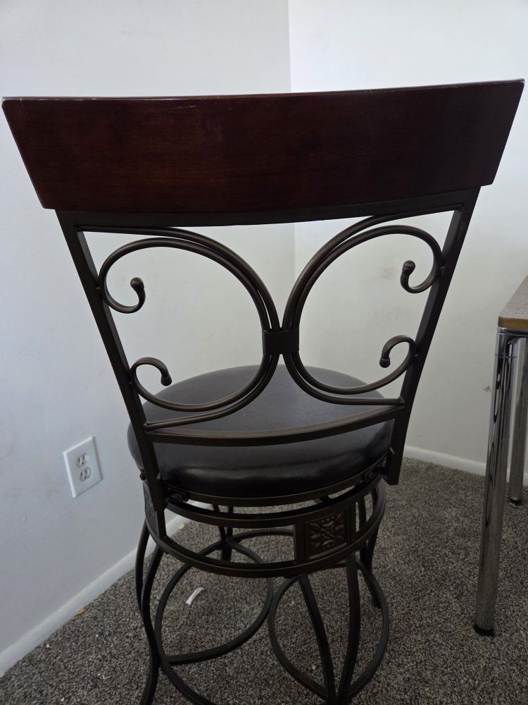 Linon Onyx Big & Tall 360 Swivel Metal and Wood Scroll Counter Stool - Bronze