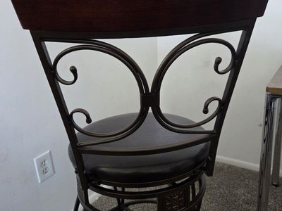 Linon Onyx Big & Tall 360 Swivel Metal and Wood Scroll Counter Stool - Bronze