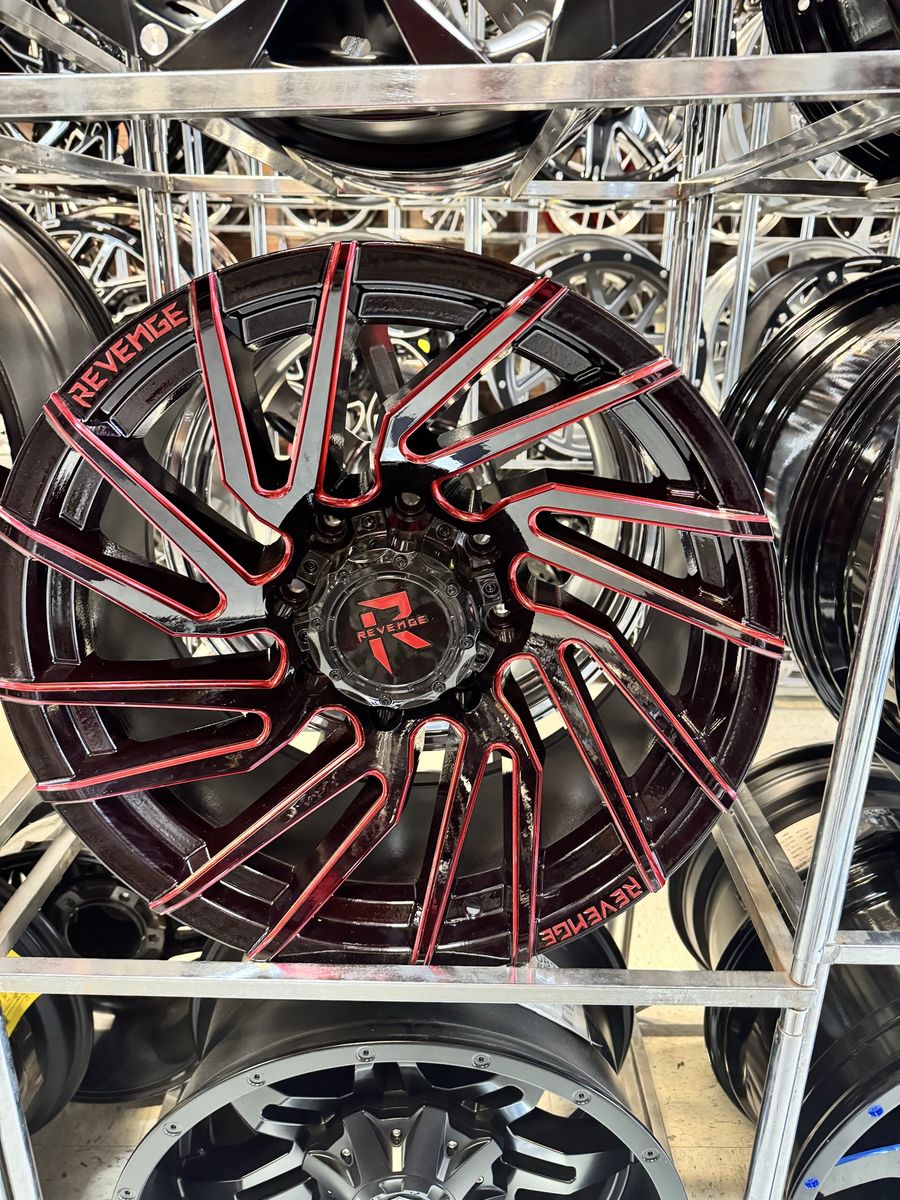 Revenge Off-Road Black and Red Milled. 20x10. Brand new set of 4 wheels.