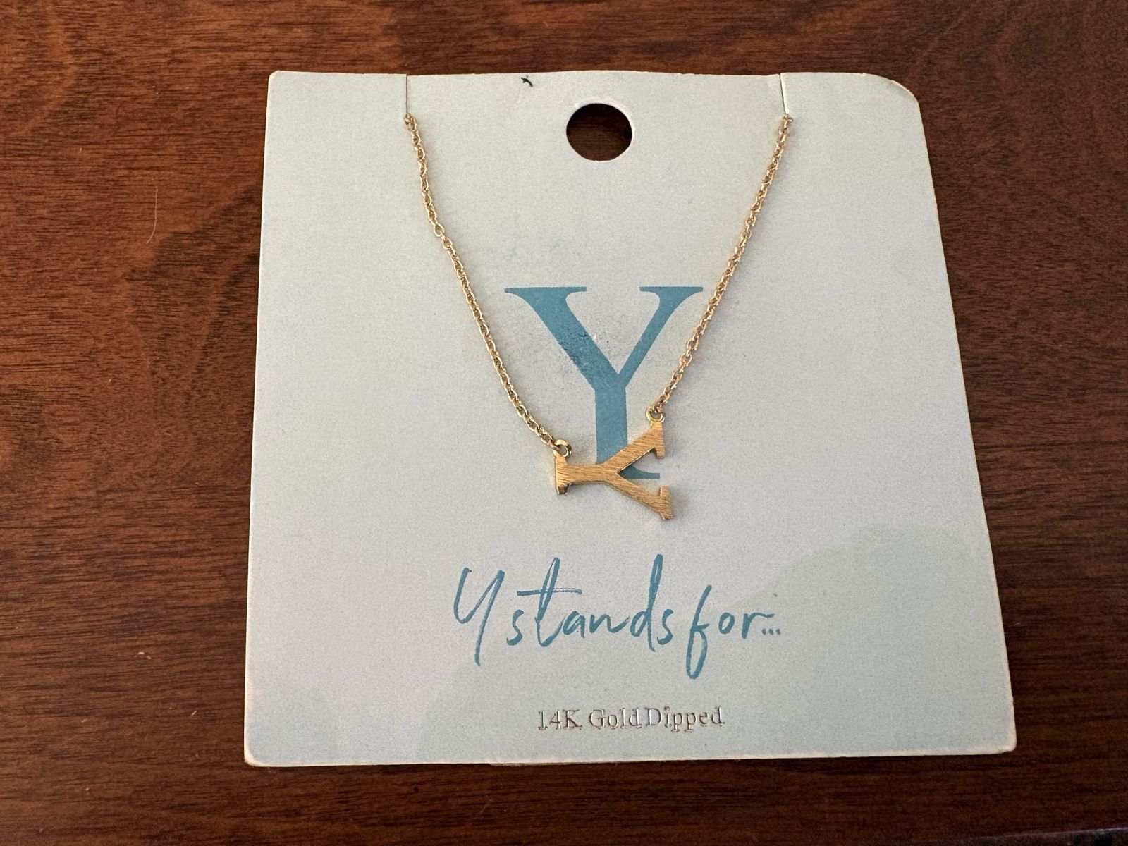 New 14K Gold Dipped Necklace w/ Sideways Letter Y