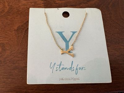 New 14K Gold Dipped Necklace w/ Sideways Letter Y