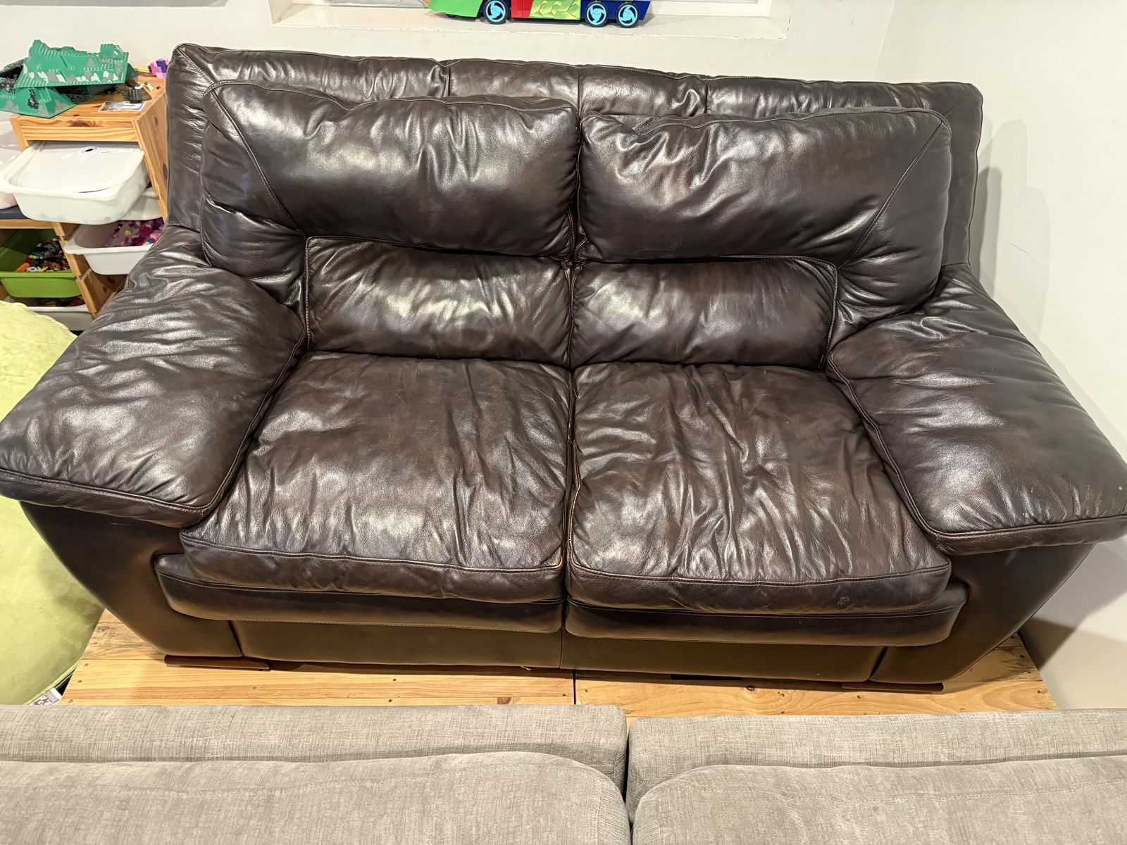 Set Of Dark Leather Couches