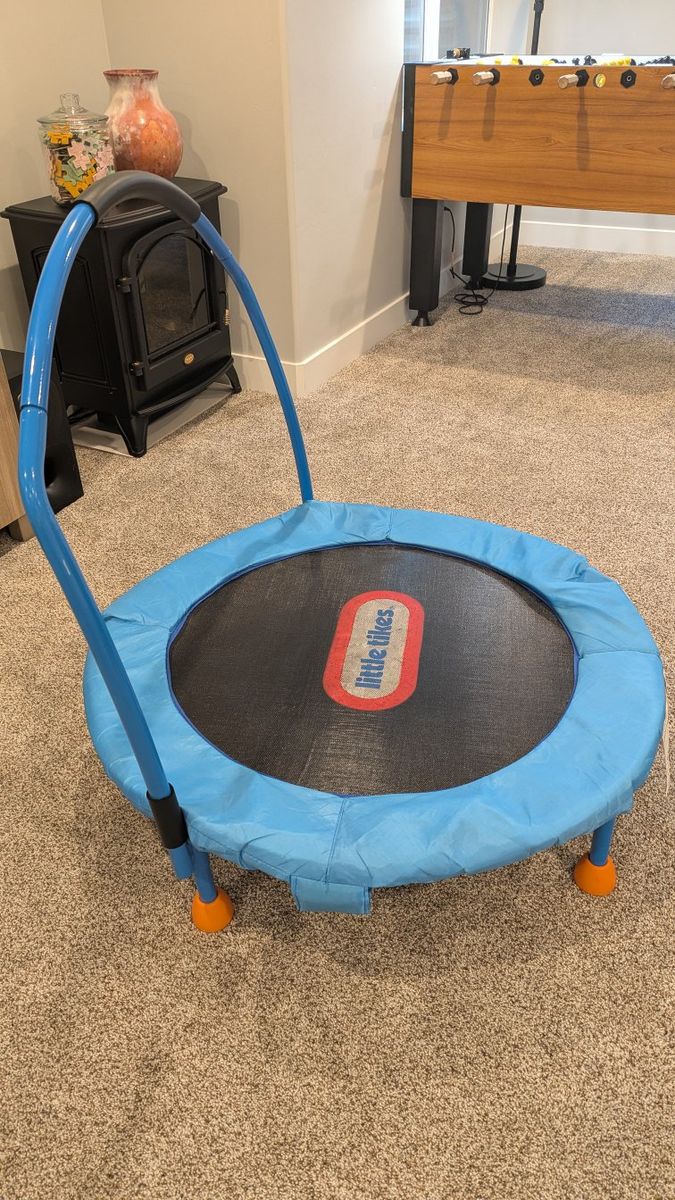 Little Tikes 3' Trampoline with Handle Bar - Blue & Orange Kids Indoor Jumper
