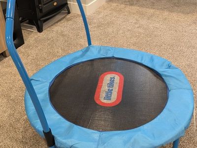 Little Tikes 3' Trampoline with Handle Bar - Blue & Orange Kids Indoor Jumper