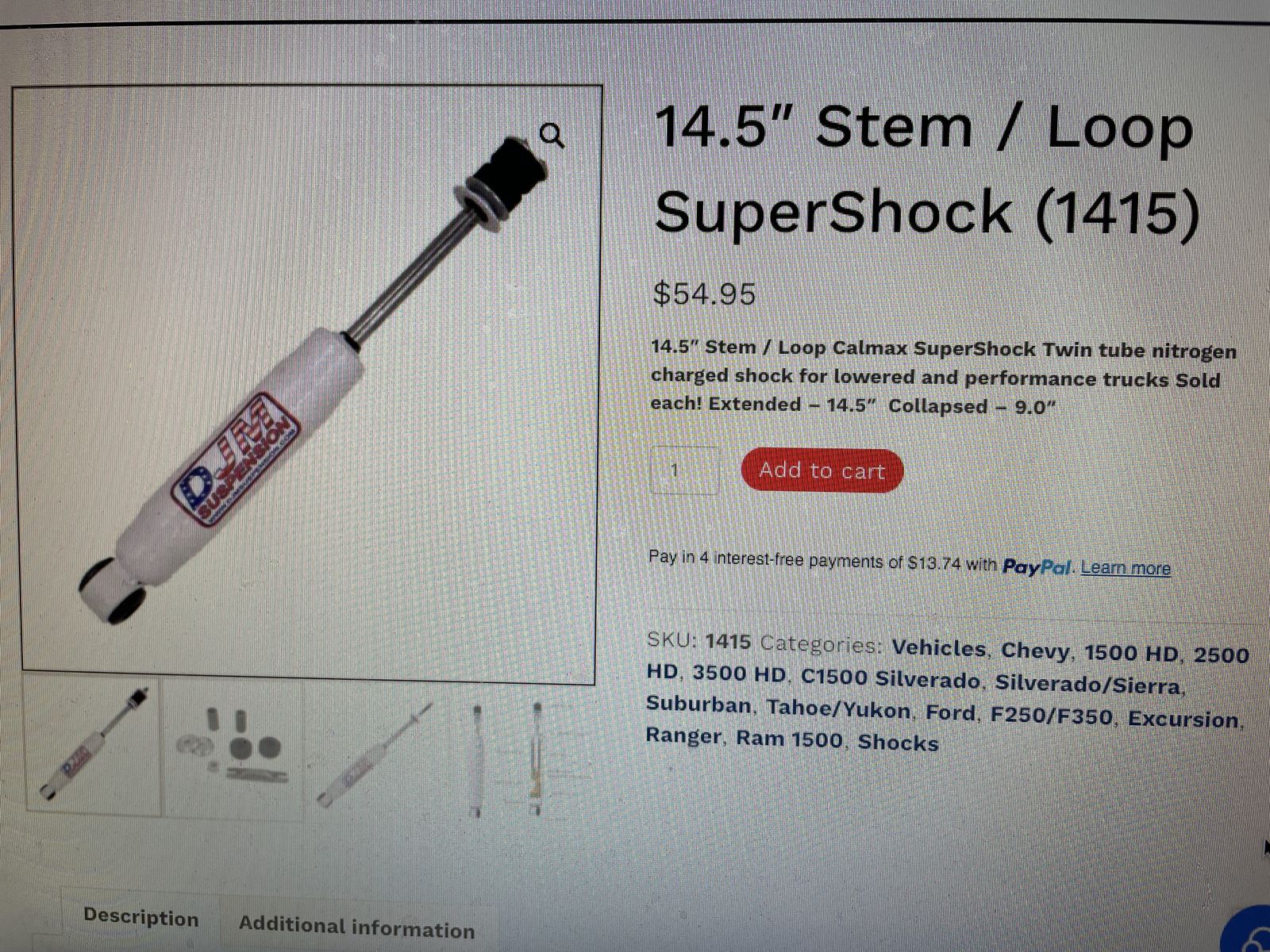 Djm suspension lowered truck shocks x2 new
