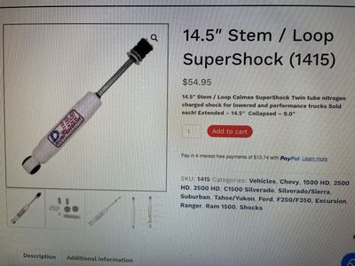 Djm suspension lowered truck shocks x2 new