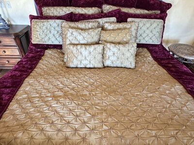 King Wood/Leather Sleigh Bed Frame