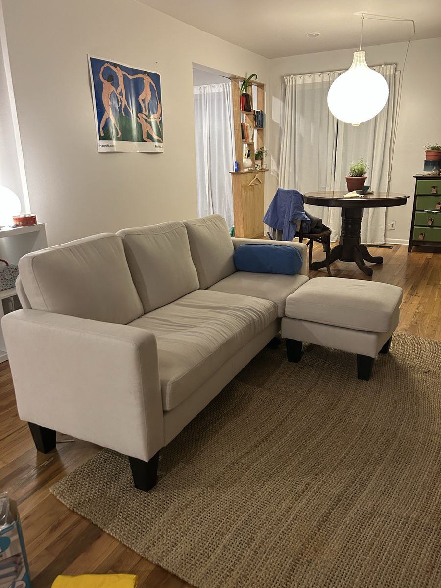 Cream Sofa with matching ottoman