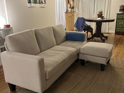 Cream Sofa with matching ottoman