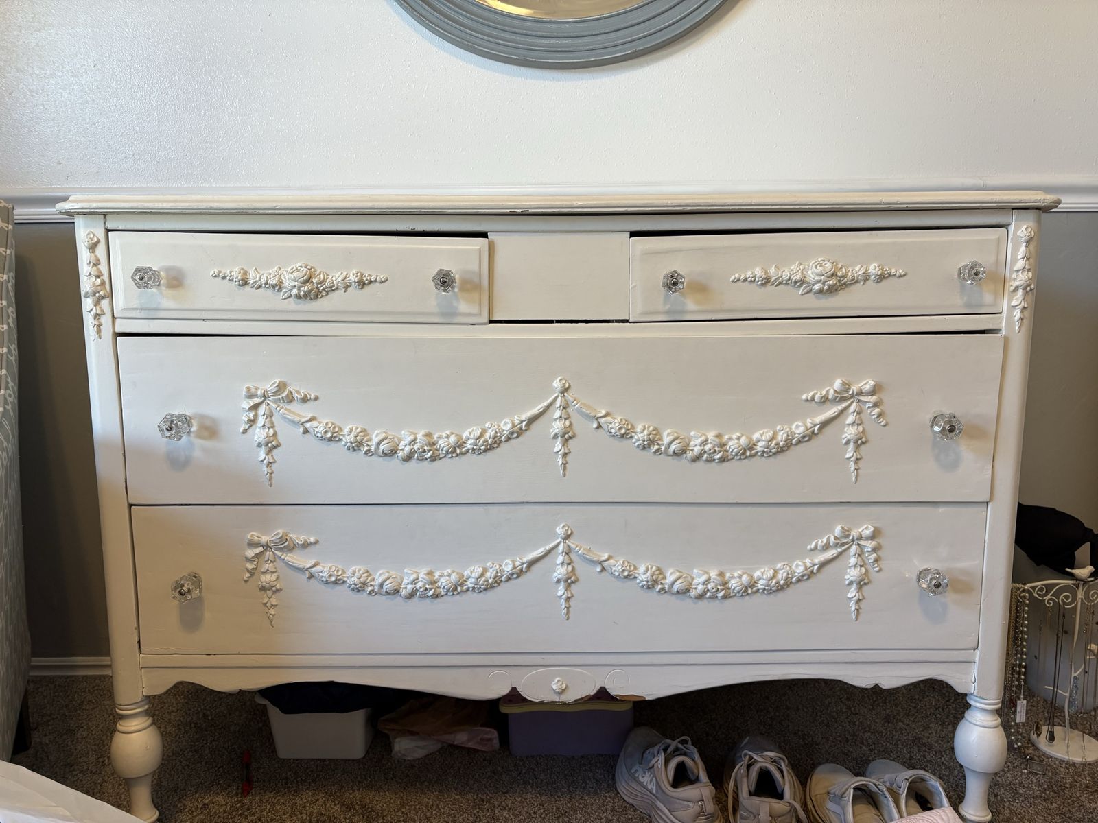 White Antique Dresser