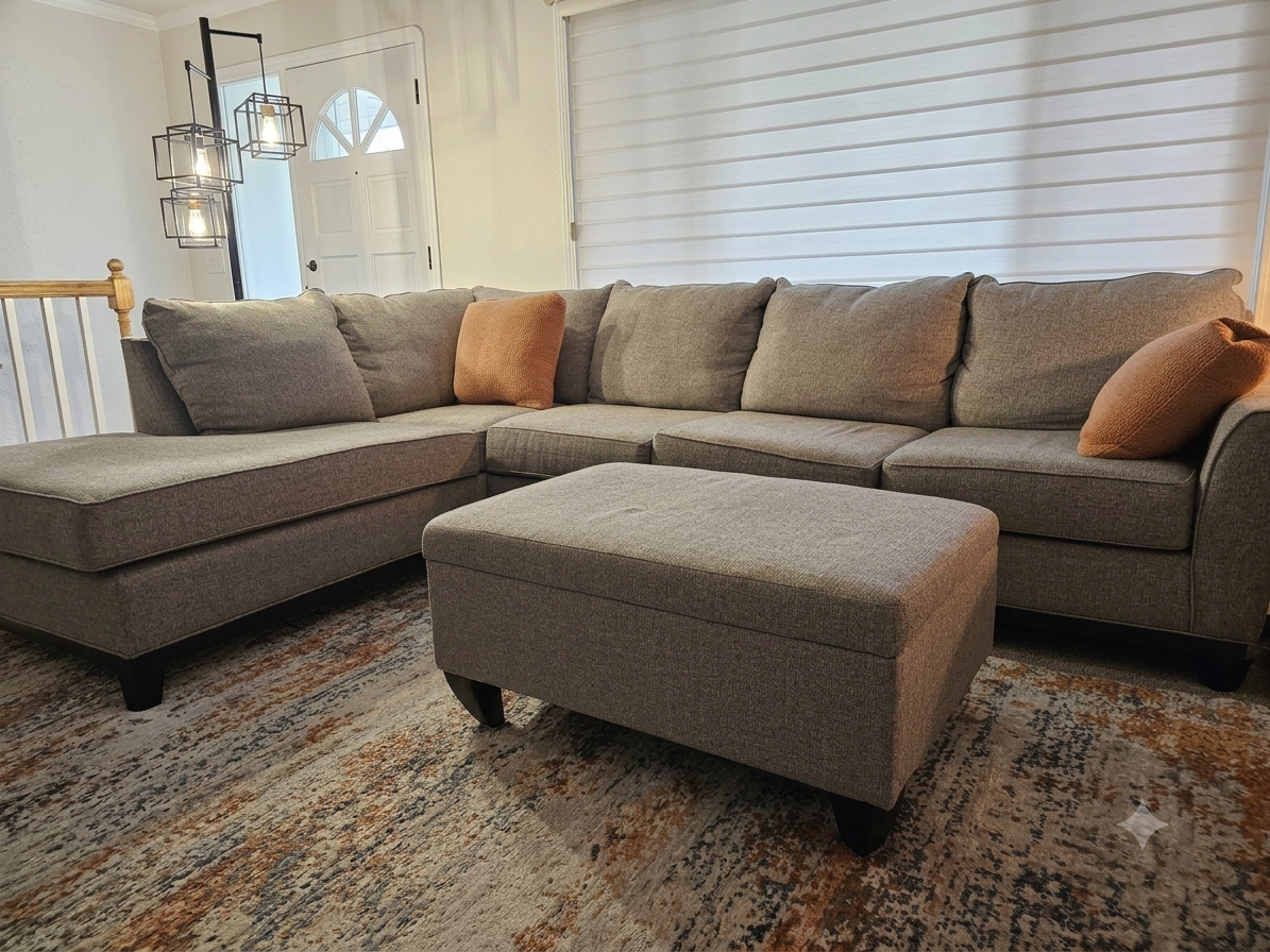 Large 10x7 RC Willey Gray Sectional Sofa Couch w/ Storage Ottoman - Taylorsville