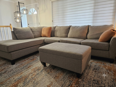 Large 10x7 RC Willey Gray Sectional Sofa Couch w/ Storage Ottoman - Taylorsville