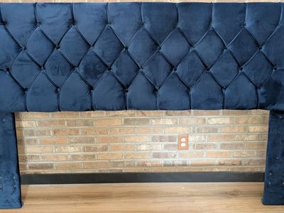 Blue Velour King Headboard