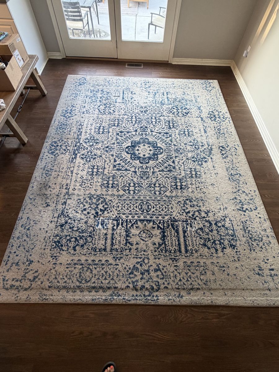 7’10” x 10’3” Blue & Ivory Vintage Style Area Rug
