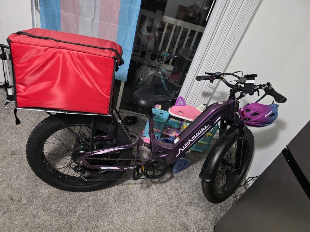 Aipas M1 Pro Electric Mountain Bike - Purple, 26" Fat Tire, 1800W Motor, 85-Mile Range, Full Suspension