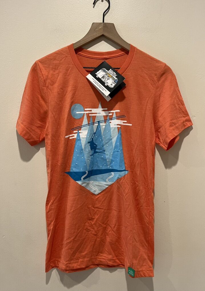 NWT Wild Tribute Orange Blue Skiing T-Shirt Small