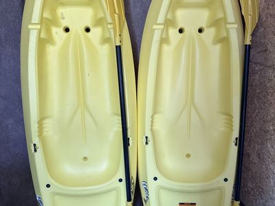 Two Lifetime Youth Wave Kayaks with Paddles - Yellow