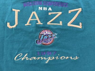 Vintage Lee Sport Utah Jazz 1997 Western Conference Champions Shirt 2XL Teal