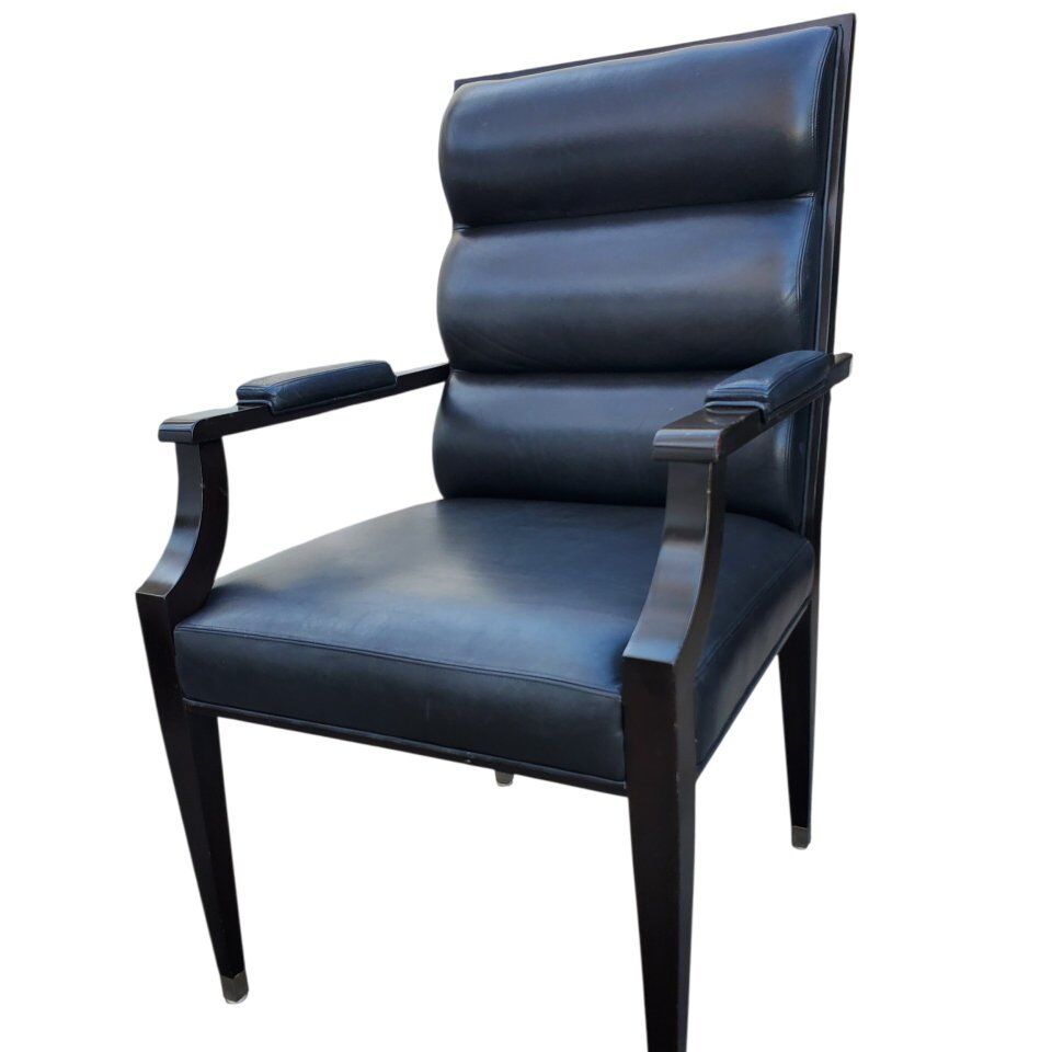 Stunning MCM Style Black Leather Arm Chair
