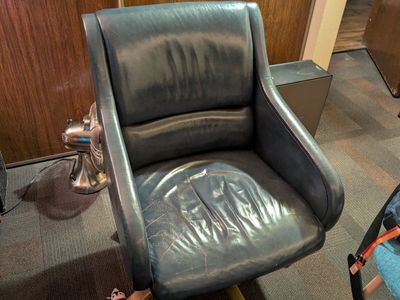 Blue faux leather office chair