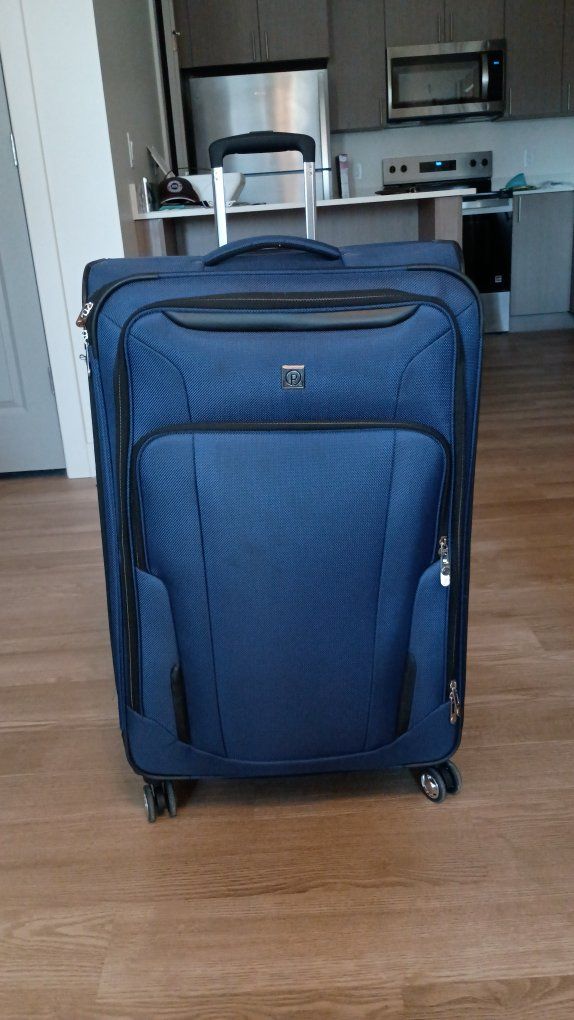 Protege Blue Large Expandable Spinner Luggage Travel Suitcase with Wheels
