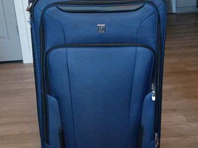 Protege Blue Large Expandable Spinner Luggage Travel Suitcase with Wheels