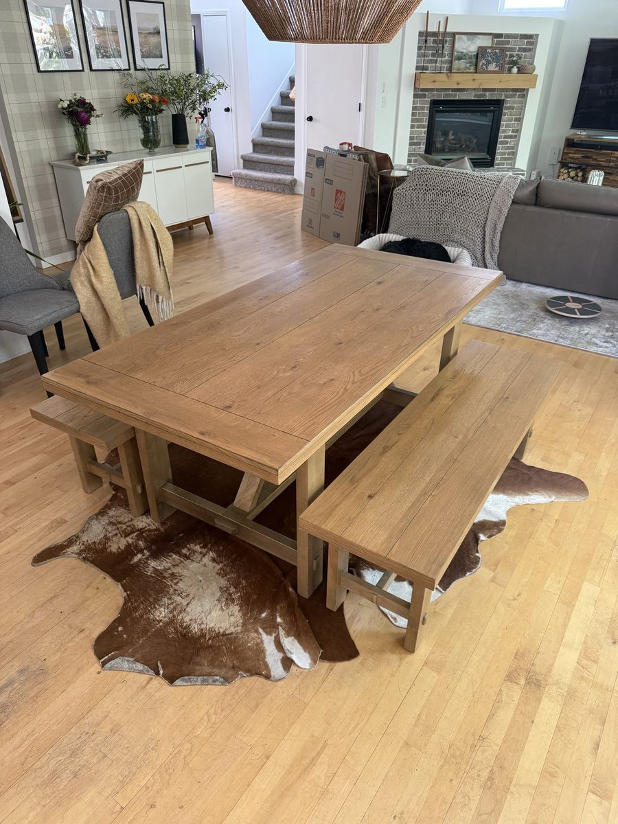 Dining table with benches