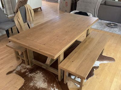 Dining table with benches