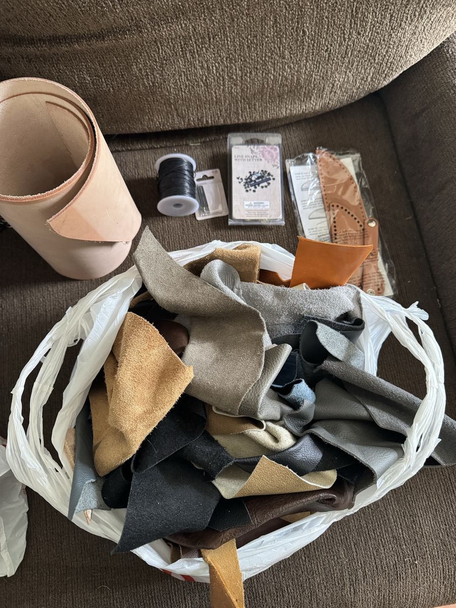 Tooling leather and leather scrap pieces