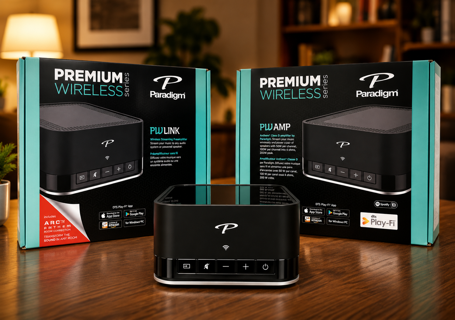 Paradigm PW AMP + 2 PW LINK Streamers – ARC Mics, Boxes – Like New