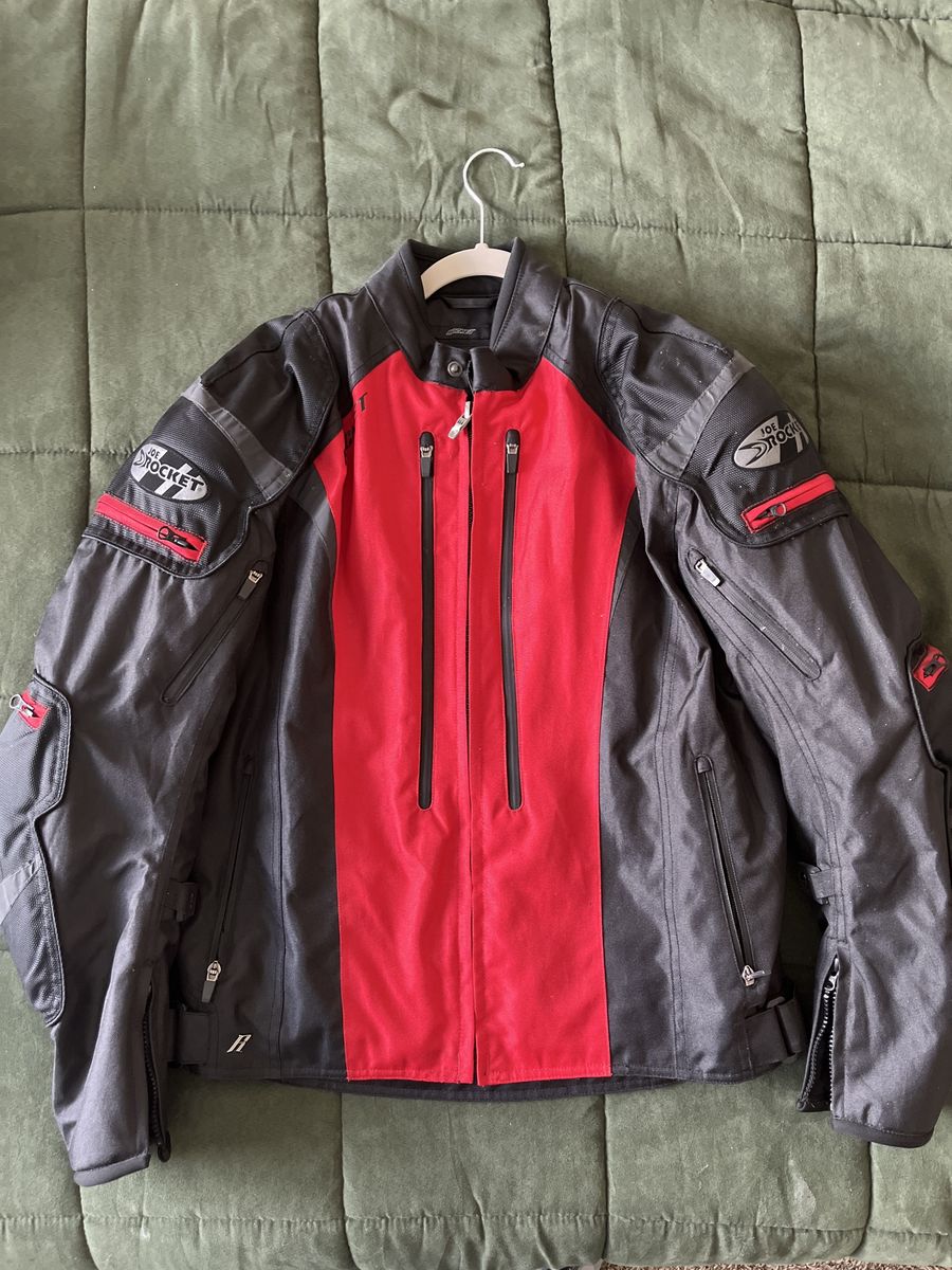Joe Rocket Men's Black/Red Motorcycle Riding Jacket - Size L, Armored, Ventilated