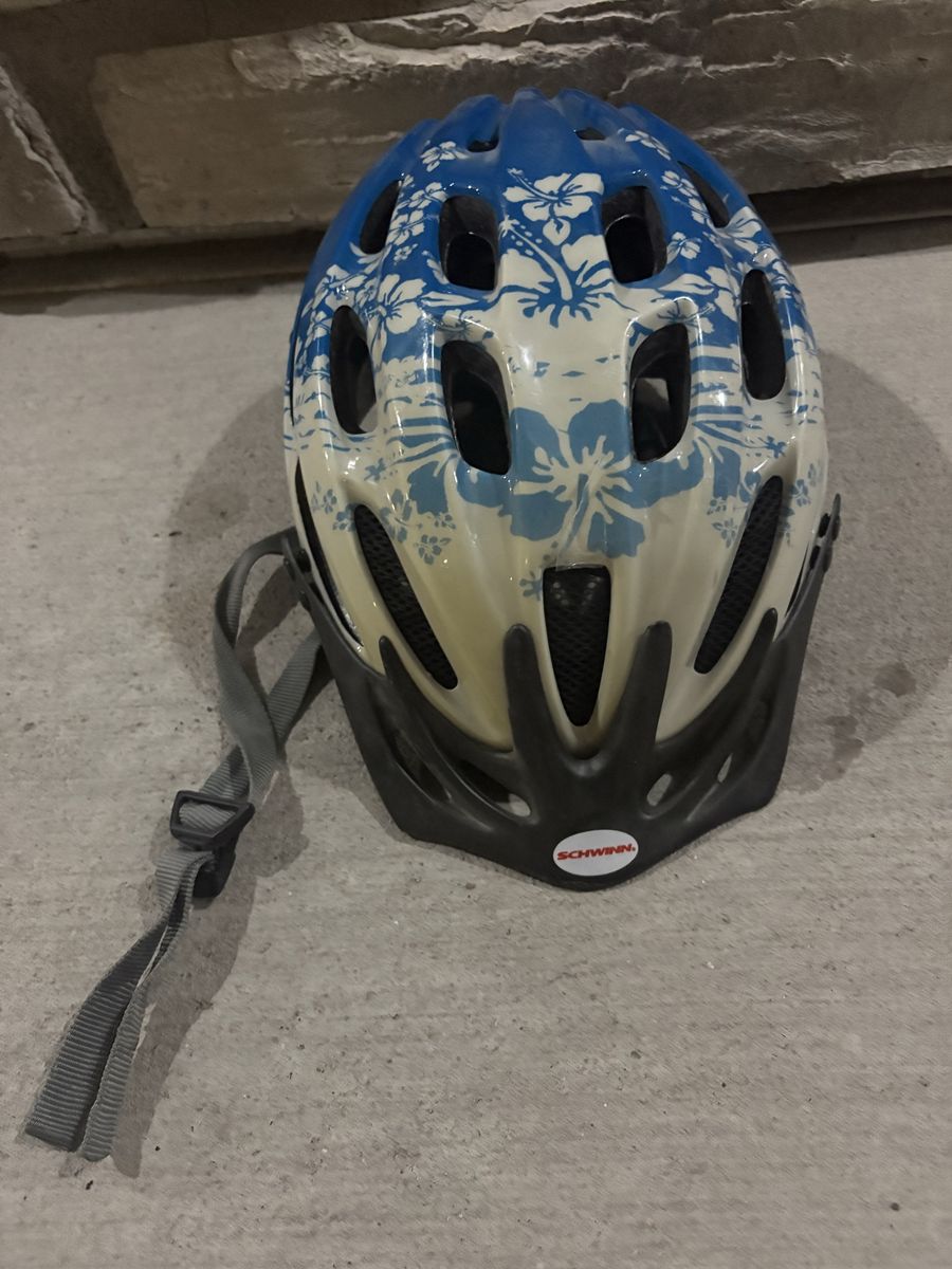 Schwinn Women's Inspire Blue/White Floral Bike Helmet - Size Small/Medium (Approx. 54-58cm)