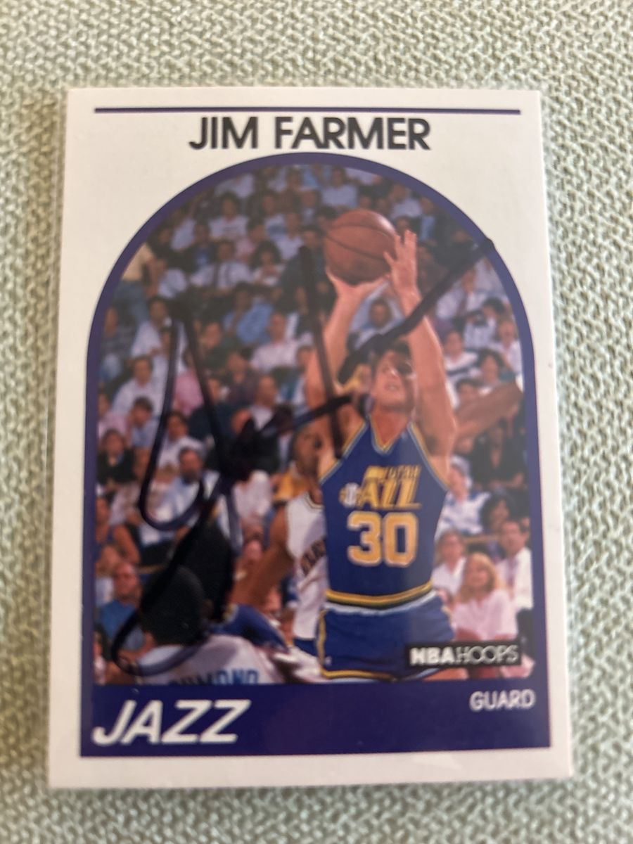 Jim Farmer NBA Hoops Basketball Card - Utah Jazz #30 Guard Autographed, Vintage Sports Memorabilia