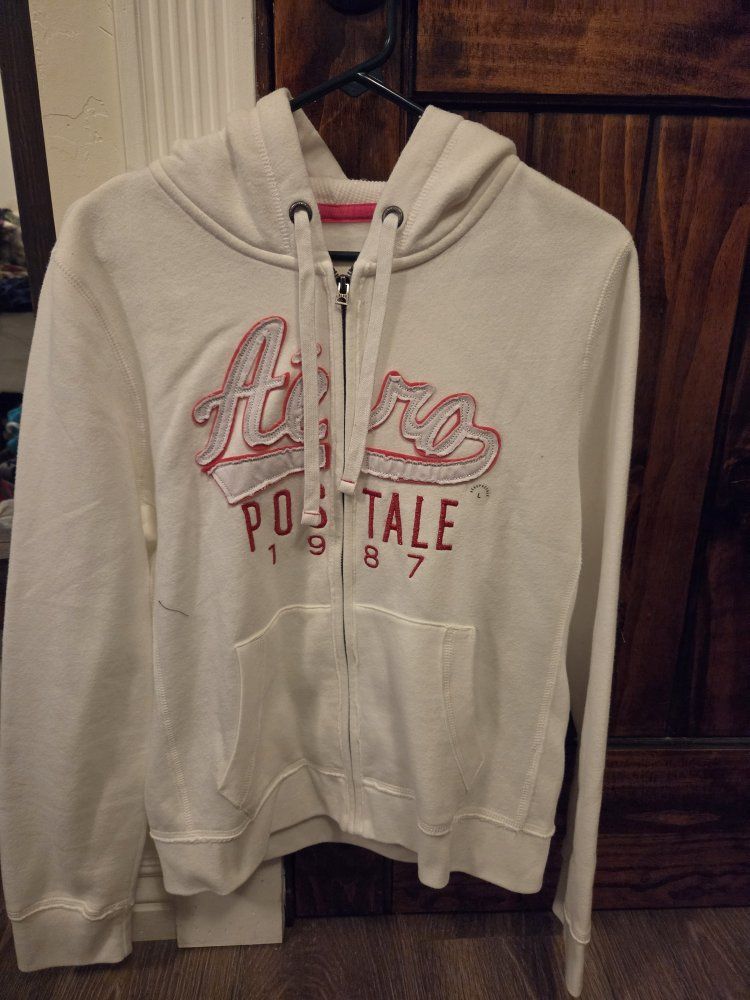 Aeropostale White Full-Zip Hoodie with Red Logo - Women's Large, New with Tags,  Cotton and polyester