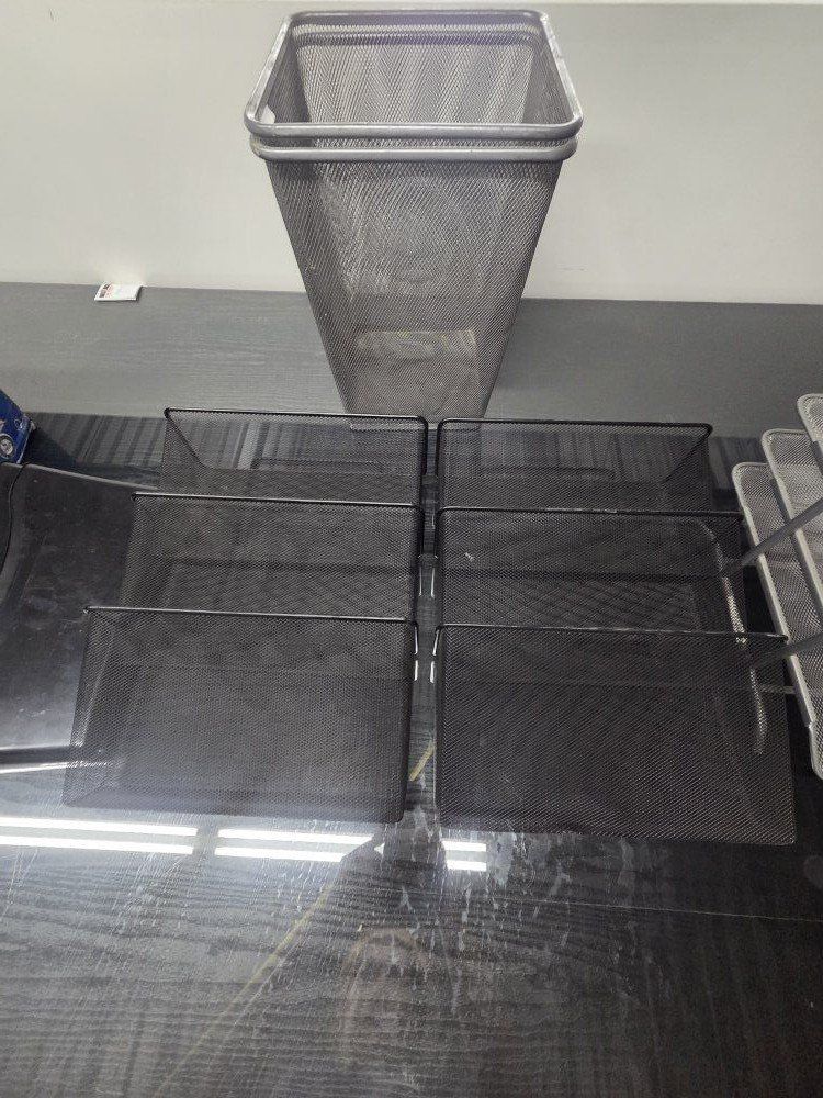 Mesh Desk Organizers - Trays, Baskets, and Trash Cans - Various Sizes and Colors