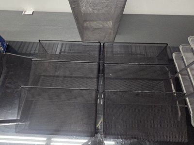Mesh Desk Organizers - Trays, Baskets, and Trash Cans - Various Sizes and Colors
