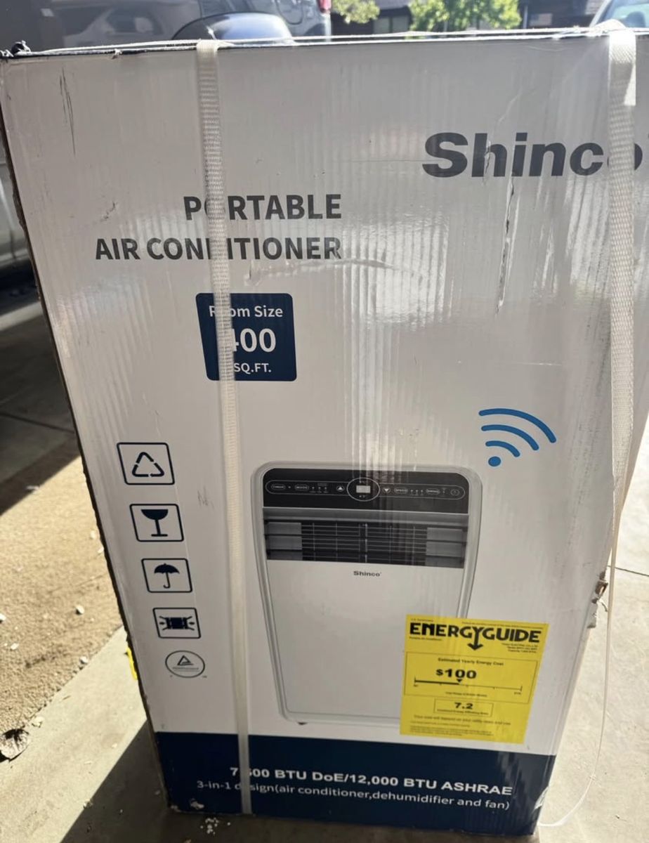 Shinco SPF1-12C-WIFI Portable Air Conditioner - 7500 BTU DOE/12000 BTU ASHRAE - 400 sq ft - WiFi