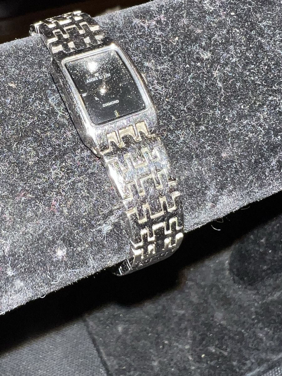 Anne Klein Diamond Accent Silver-Tone Women's Bracelet Watch - Black Dial