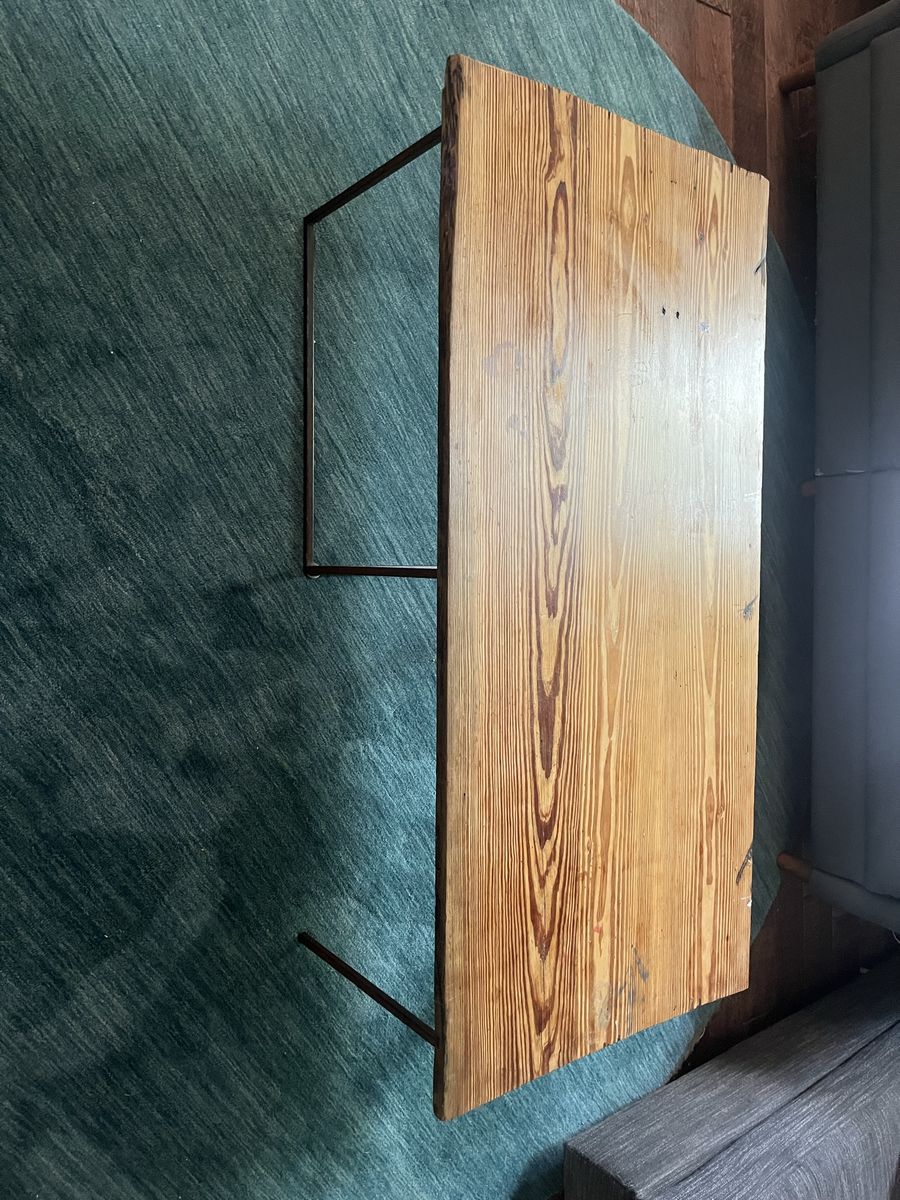 Rustic Live Edge Wood Coffee Table with Minimalist Metal Legs