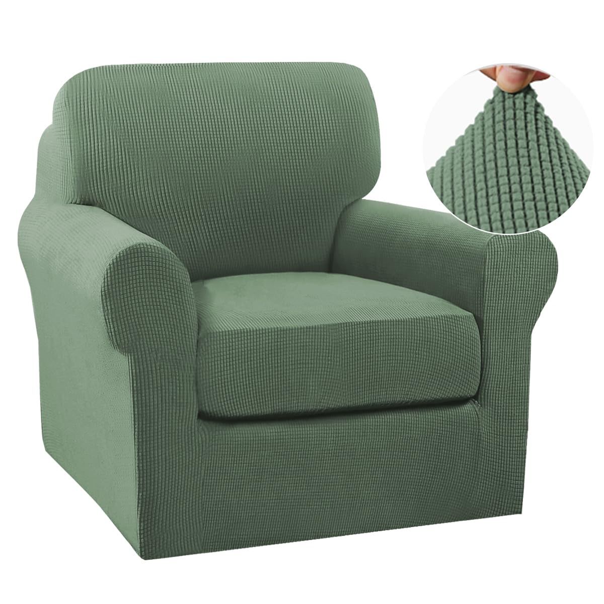 New! Turquoize 2 Piece Chair Covers Chair Slipcovers for Living Room Small Armchair Chair Cover with Arms Washable 