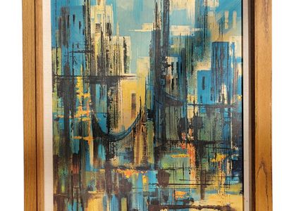 Vintage MCM Abstract Print "Nightfall" by Montez