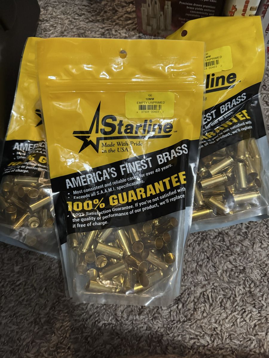 Starline 10mm Auto Unprimed Brass Cartridge Cases - 100 Count Bags (3 Available)