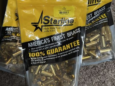 Starline 10mm Auto Unprimed Brass Cartridge Cases - 100 Count Bags (3 Available)