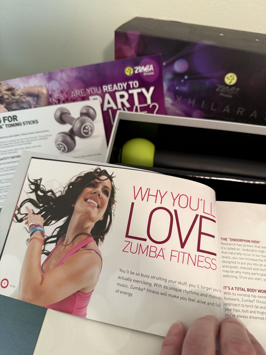 Zumba Fitness Exhilarate DVD Experience Set w/ Toning Sticks Program Guide New