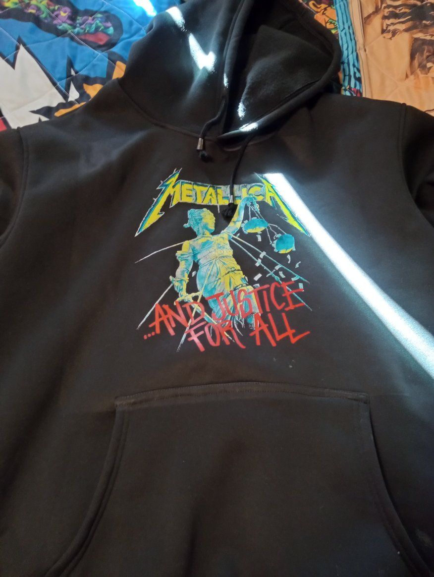 Metallica '...And Justice For All' & 'Hammer of Justice Crushes You' Black Hoodie - Size XL
